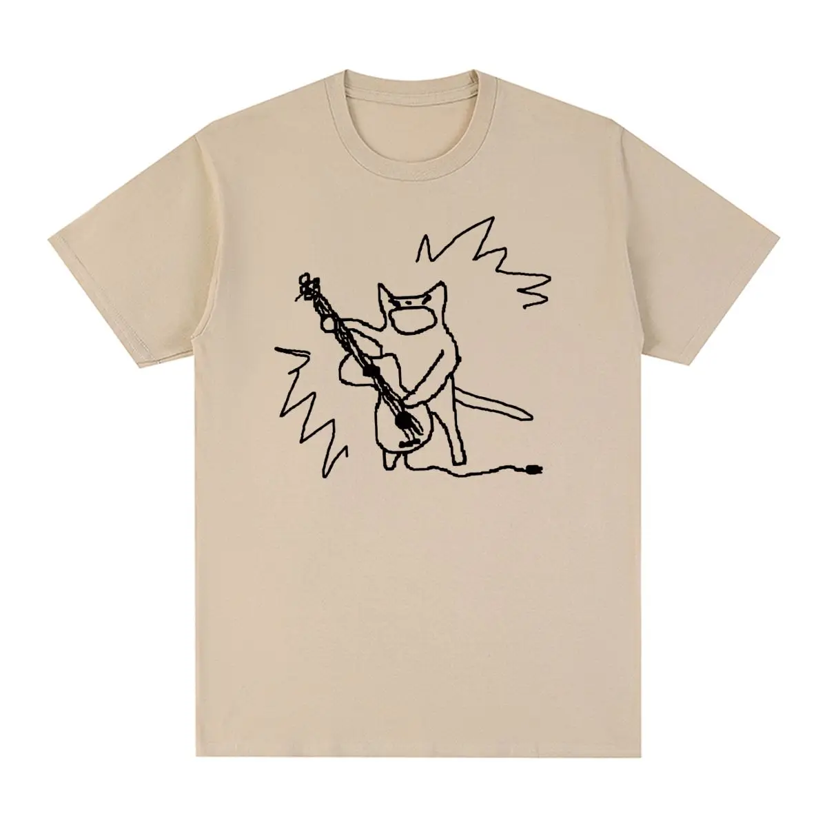 Cat Rock Music Guitar Solo Funny Vintage T-shirt Comfortable Cotton Men T shirt New Tee Tshirt Womens Tops