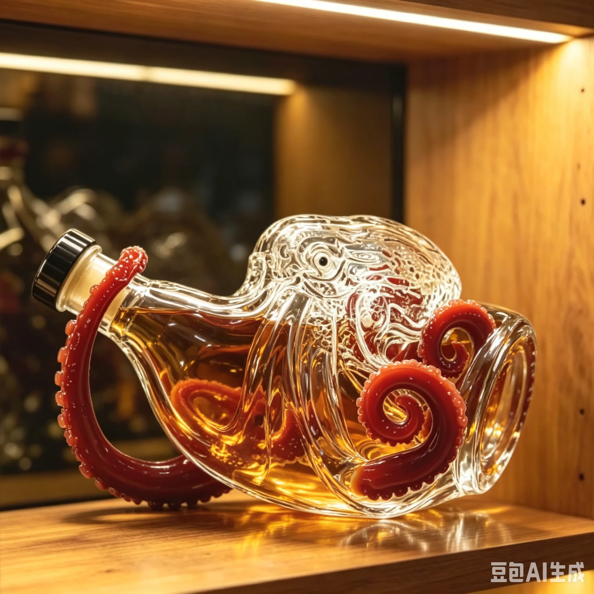 Kraken Tentacle Glass Decanter Vivid Red Unique Sea Creature Design Whiskey Vodka Bottle Home Bar Decorative Alcohol Contai