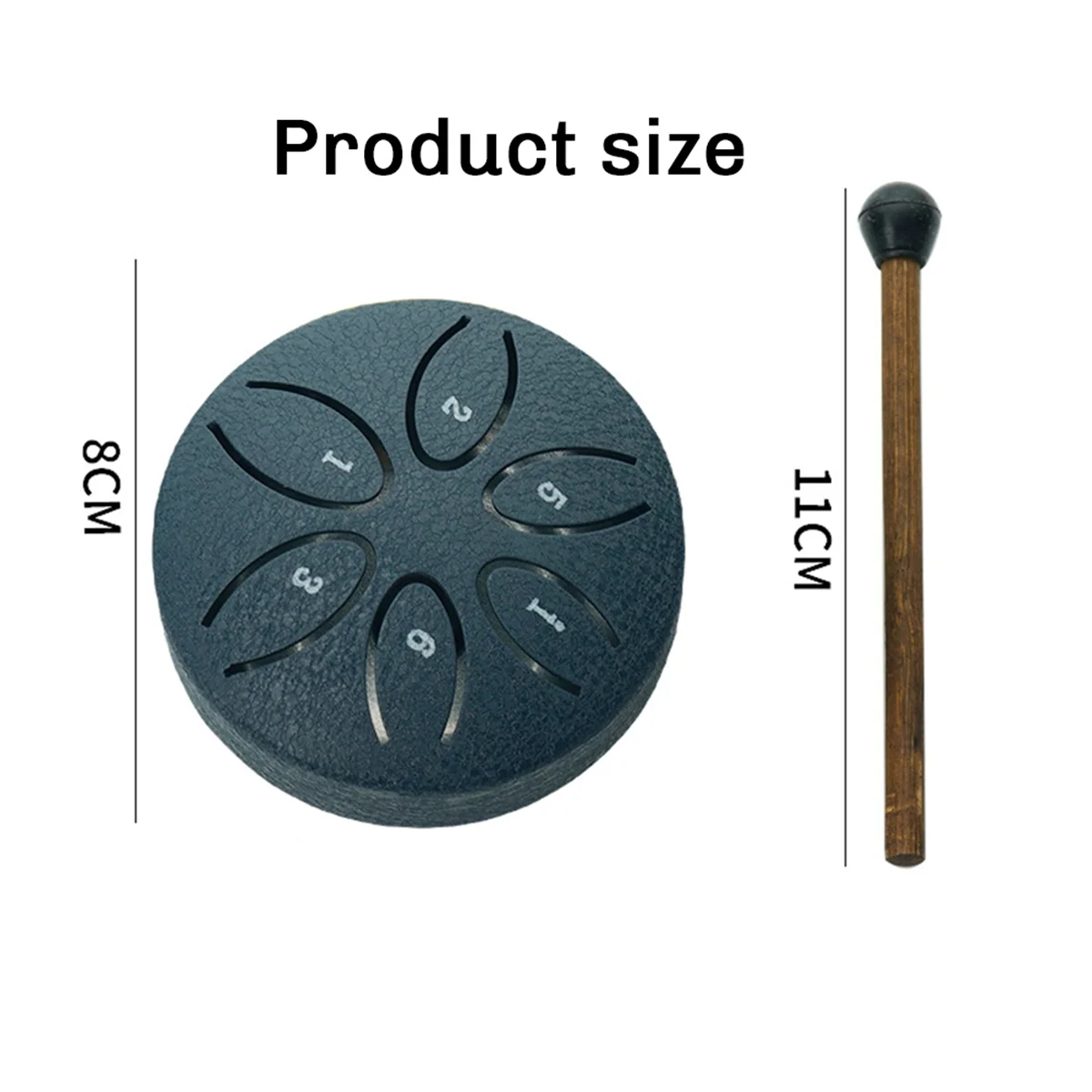 A71P Дождевой барабан для улицы, стальной барабан с язычком, 6 нот, 3 дюйма, барабан для чакры, стальные перкуссионные мягкие молотки, темно-синий