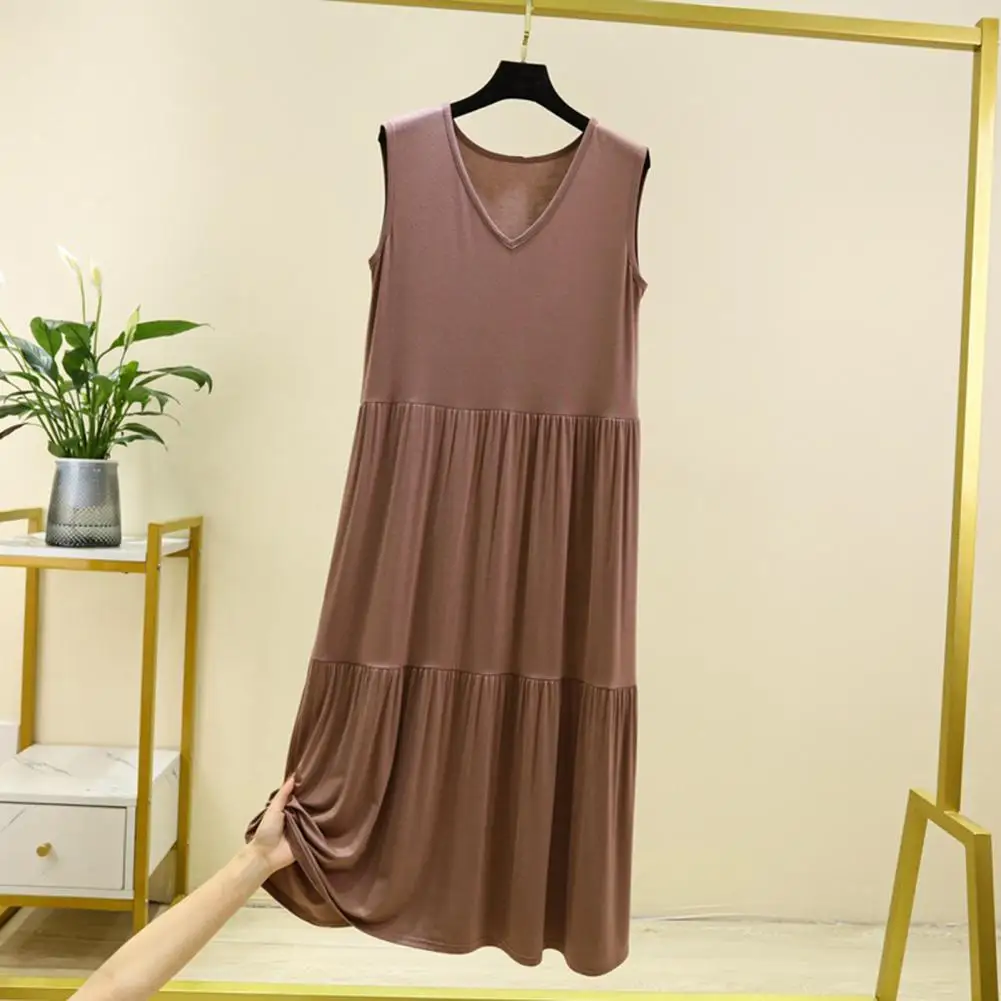 Spring Summer 2024 Woman Tank Dress Casual Modal Sexy Camisole Elastic Female Home Beach Dresses O-Neck Camis Sexy Midi Dress