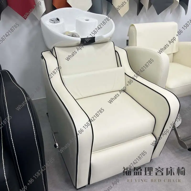 

New semi-reclining shampoo bed barber shop hair salon special hair salon high-grade ceramic basin flush bed comfortable