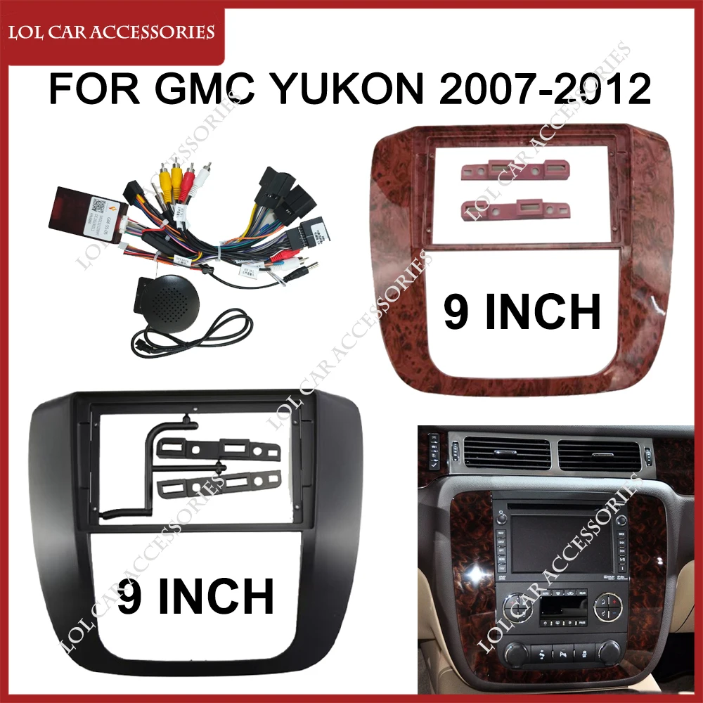 9 Inch For GMC Yukon / Tahoe 2007-2012 Car Radio Stereo GPS MP5 Android Player 2 Din Head Unit Fascia Dash Board Panel Frame