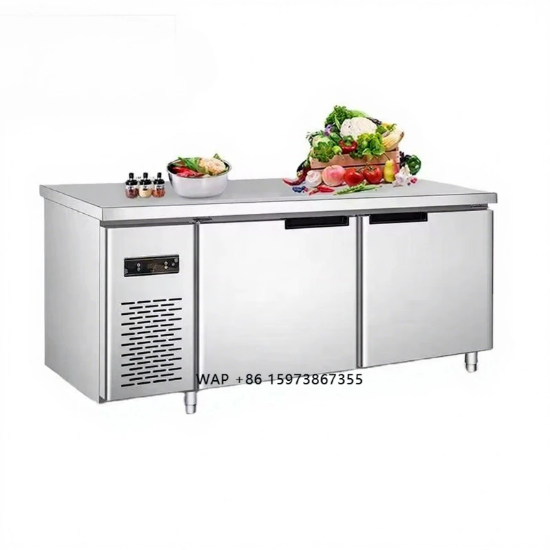 

Bar & Cafe Stainless Steel Refrigerated Workbench Double-Temperature Air Cooling Fridge 2 Door Auto Defrost