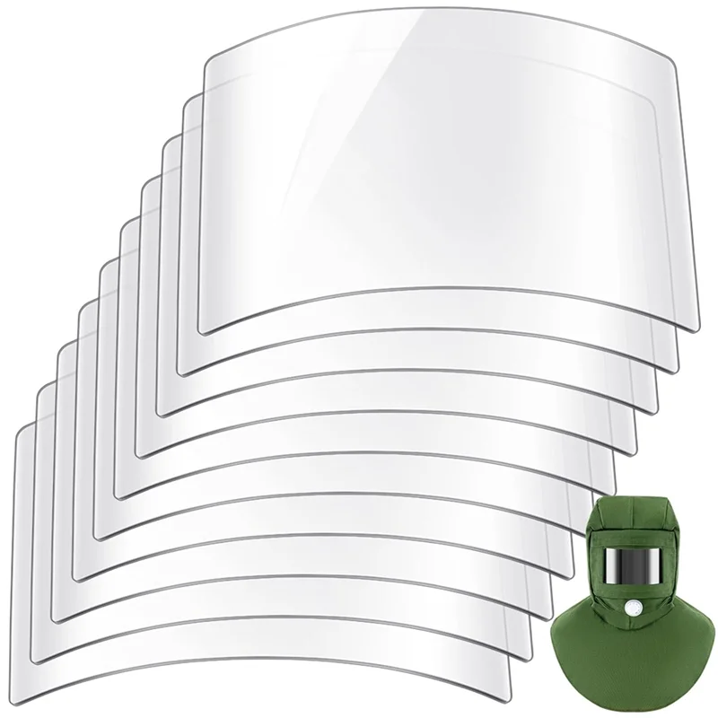 Nuovo mostrato-sostituzione sabbiatura cappuccio lente 10 pezzi trasparente visiera PC visiera staccabile copertura per verniciatura spolverare molatura