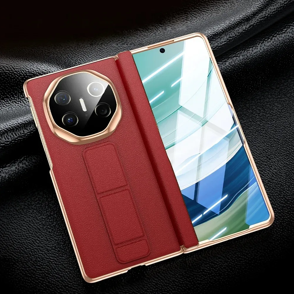 For Huawei Mate X5 Leather Phone Case Full Coverage Lens Case, Shell and Film Integrated, Magnetic Central Axis Protective Case