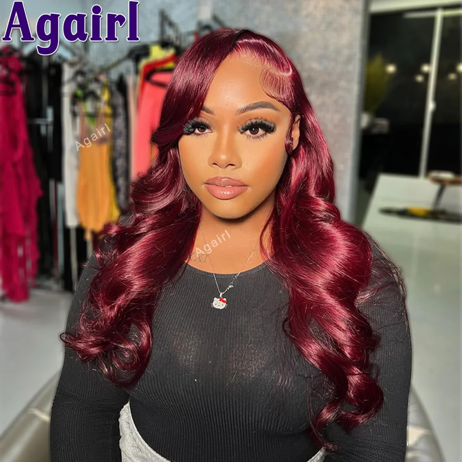 

Brazilian 30 32 Inch Dark Red Burgundy Body Wave 13x4 Colored Lace Front Wigs Human Hair 200% 13x6 Lace Frontal Wigs For Women