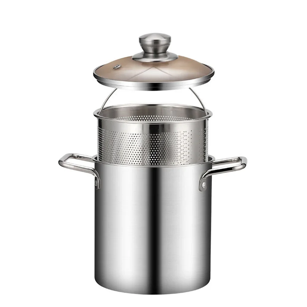 

1Pc Stainless Steel Deep Frying Pot Basket Multipurpose Cooker Milk Pot Soup Pot Kitchen Supplies Household Supplies