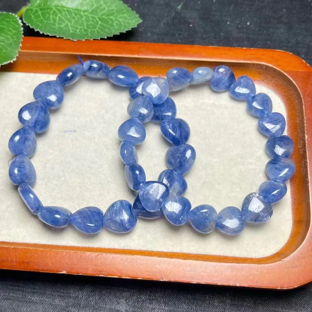 Unit One Bracelet Hot Selling Natural Kyanite Crystal Healing Heart Shape Bead Bracelet For Gift