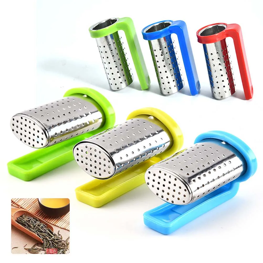 

5pcs Stainless Steel Tea Strainer Filter Infuser Fine Mesh For Home Kitchen Office Use Hanging Type Mixed Color