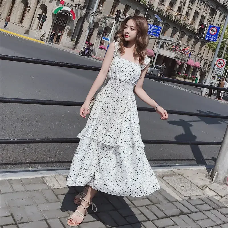 Women Dresses Strap Chiffon Dress Women\'s Dress Summer Long Skirt Vestido De Mujer