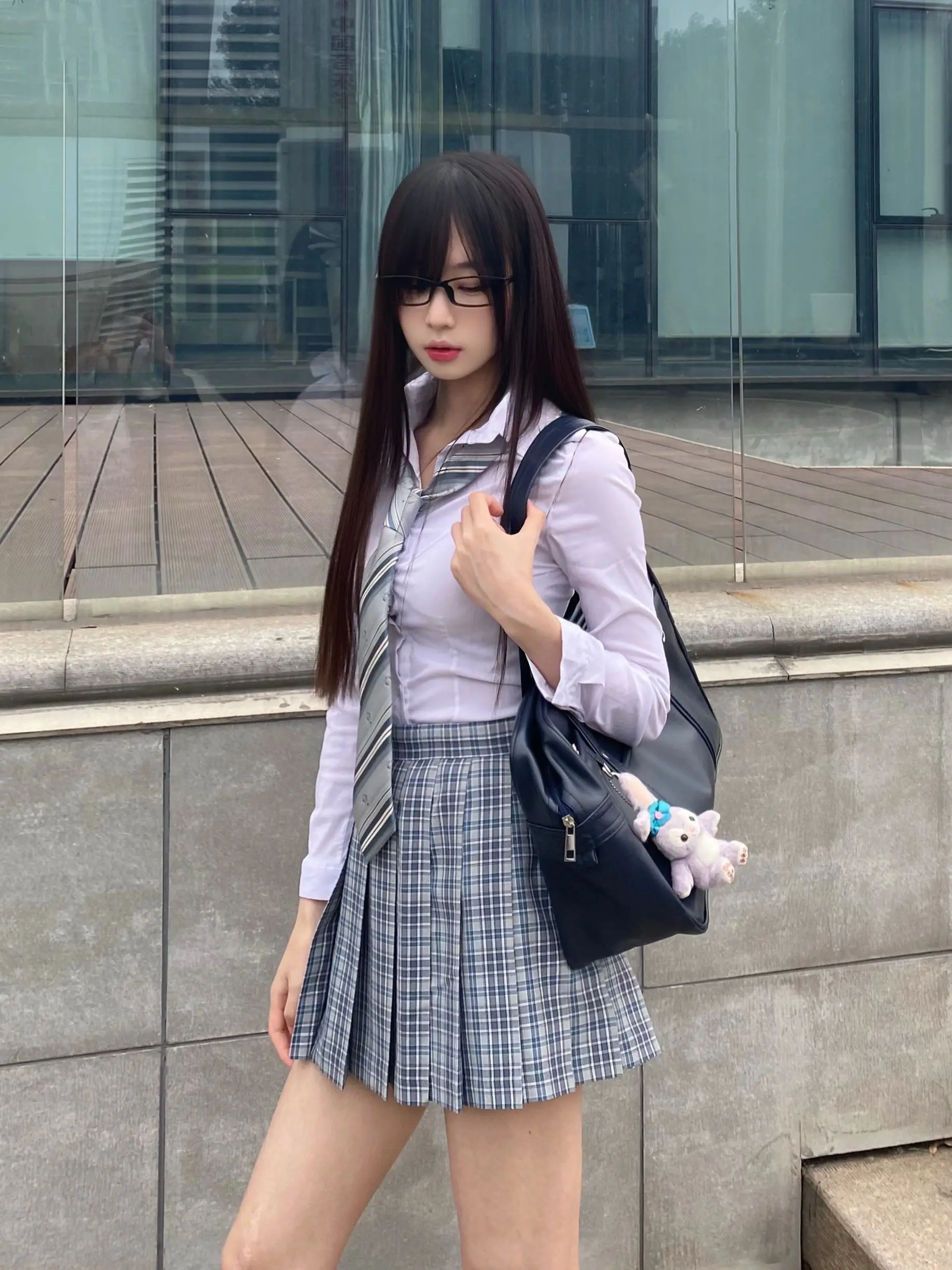 

Original JK orm irt Waist-Cinching Long Sve Top College Sle Spicy Girl ort id Skirt Set Student orm