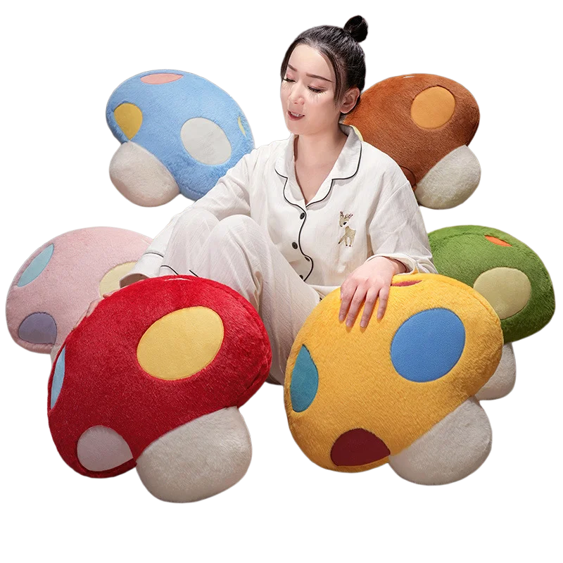 

45cm Plush Mushroom Plant Pillow Stuffed Colorful Seat Cushion Throw Pillow Red Yellow Green Brown Blue Pink Decoration Gift