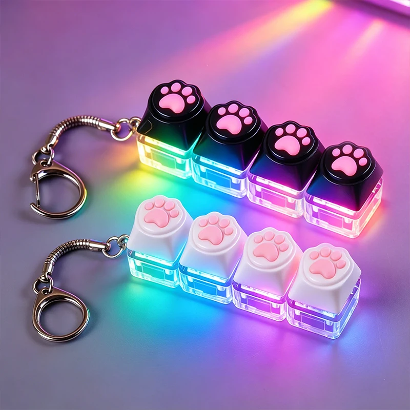 2 Peças Chaveiro de Teclado com Luz LED, Brinquedo Fidget com Botão Clicável, Acessório de Mesa Portátil para Alívio do Estresse e Ansiedade, Presente para Escritório
