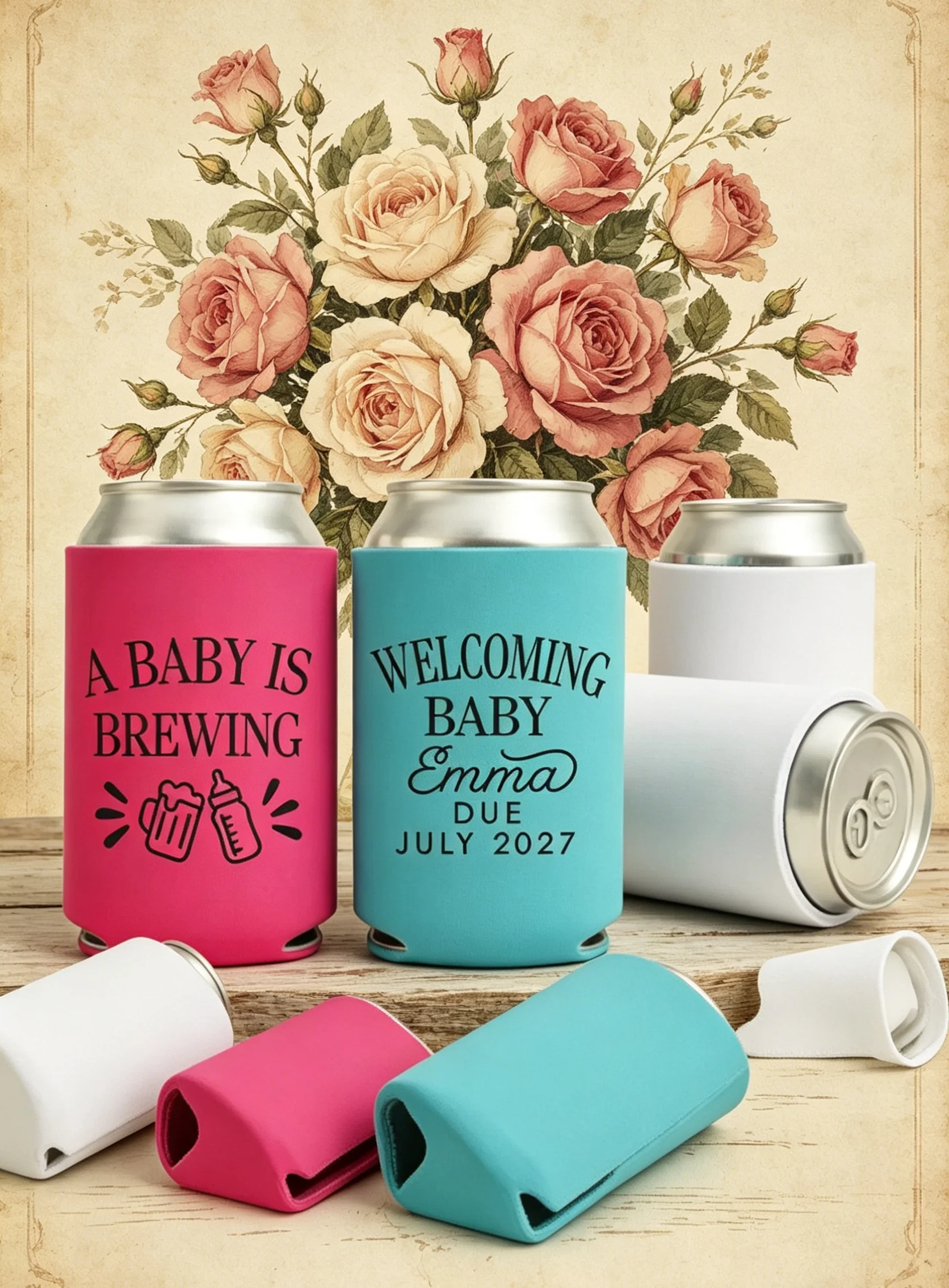 

10/20/30 шт. охладителей для банок на Baby Shower, с надписью «Baby is Brewing», многоразовые чехлы для банок, держатели для напитков, сувениры для вечеринки по определению пола ребенка