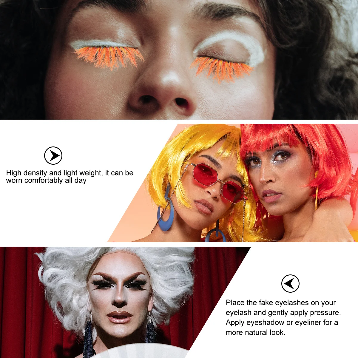 2쌍의 화려한 속눈썹, 드라마틱하고 두꺼운 과장된 메이크업, 재사용 가능한 가짜 3D 속눈썹, 자연스러운 속눈썹