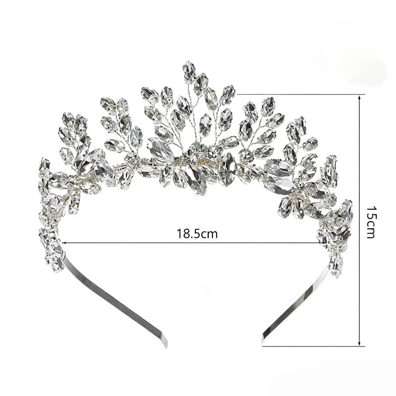 SLBRIDAL Handgefertigte Strass-Kristall-Perlen Braut-Tiara Stirnband Hochzeit Brautjungfern-Krone Frauen Mädchen Haarschmuck Accessoires – Detail 2