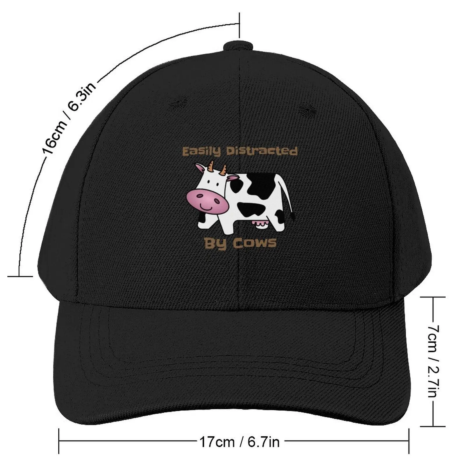 Easily Distracted By Cows - Cute Cow Farm Farmer Animal Farming Meme Tractor Cattle Baseball Cap