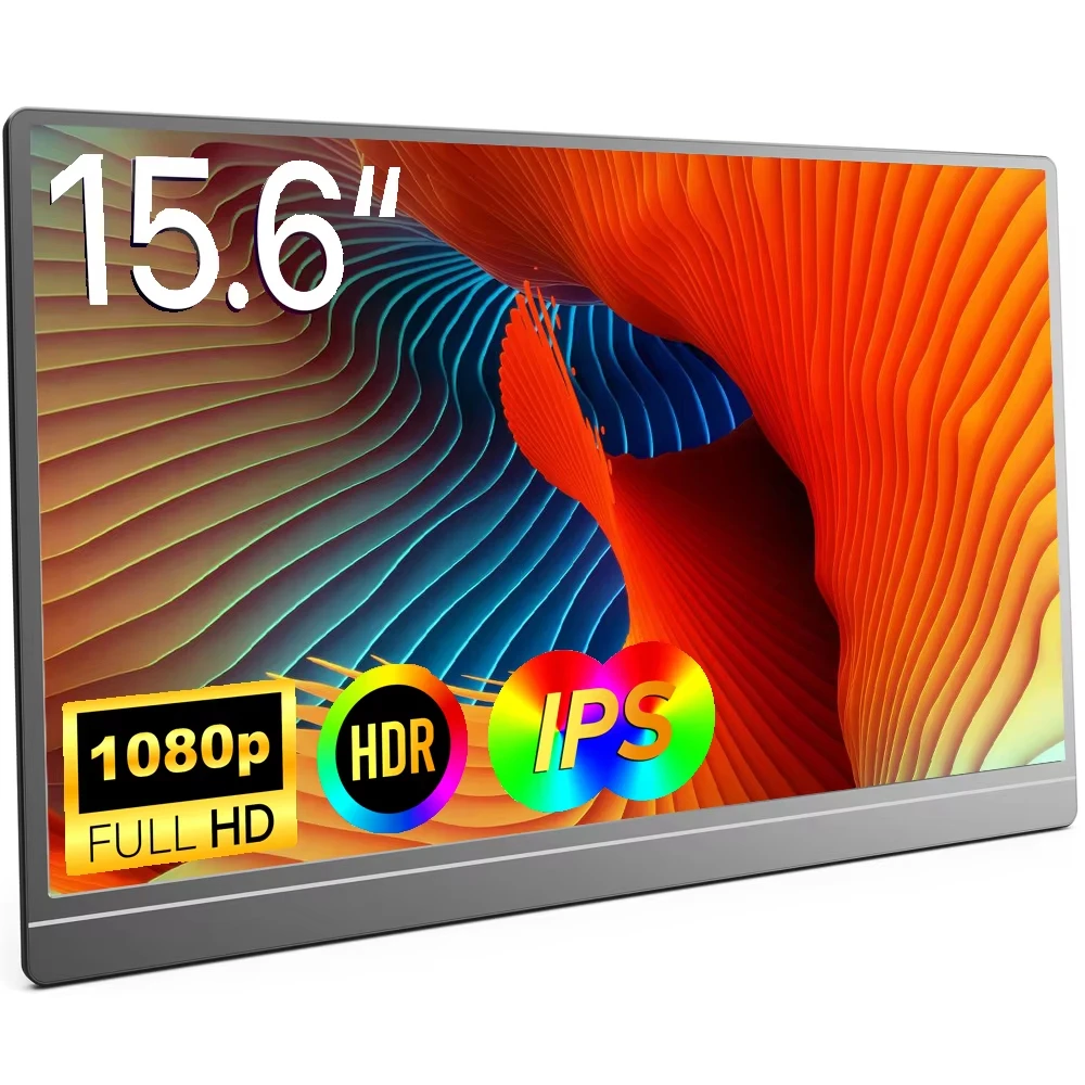 

15,6-дюймовый портативный монитор 1080P Full HD с интерфейсами HDMI/USB-C Встроенные динамики Магнитный защитный чехол