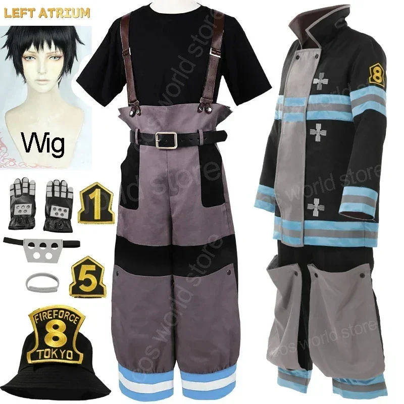 

Shinra Kusakabe Costume Coat Pants Jackets Fire Force Cosplay Enen no Shouboutai Fire Brigade Asa Boiru Uniform Men Boys Free