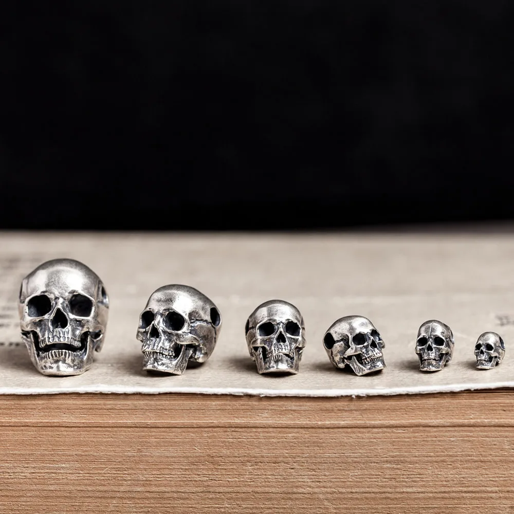 BOCAI S925 Sterling Silver Charms Pendants for Men Women New Fashion Retro-skull Punk Jewelry Wholesale