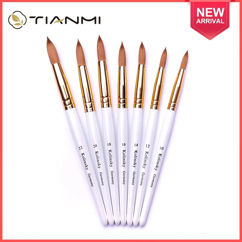 

TIANMI Kolinsky Nail Brush White Wood Handle Nail Art Brush UV Gel Polish Builder Manicure Brushes Painting Drawing Nail Pen