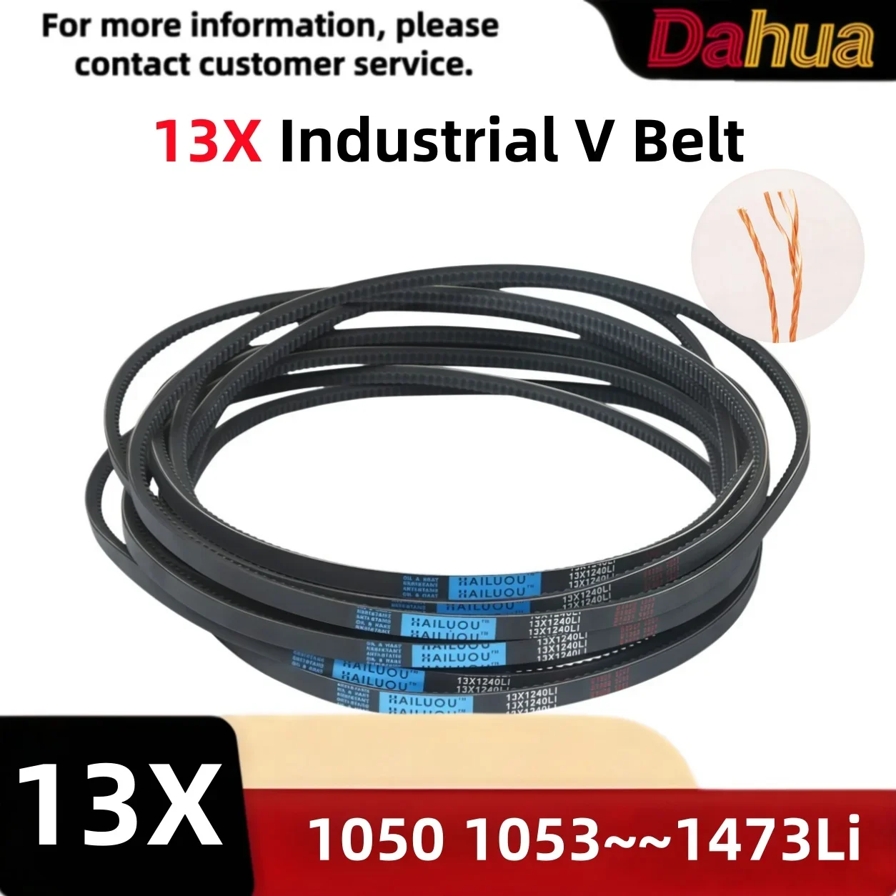 13X AVX13 Heavy Duty Polyester Cogged Belt, ShockProof Fan Drive Belt for Car Truck Tractor, 13mm Top Replacement 1050-1473Li