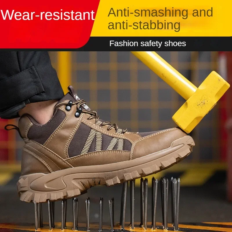 Anti-Smashing aço Toe Cap sapatos para homens, anti-piercing, leve, esportes ao ar livre, sapatos de trabalho respiráveis, 1