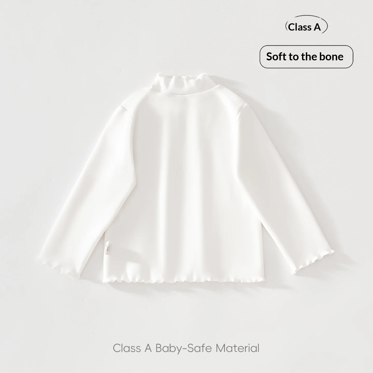 Baby Girls' Cat Lace Collar Tee, Grade A Cotton Long-Sleeve Top, Soft Frilled Neckline, Versatile Spring/Autumn Undershirt