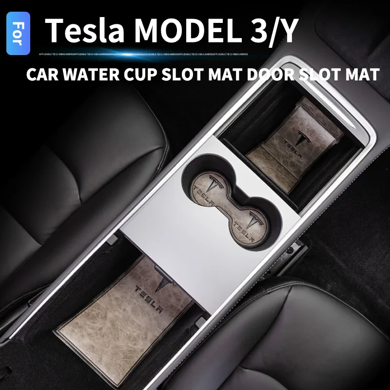 

For Tesla ModelY Model3 2021 2022 Car interior decoration water coaster door slot mat non-slip mat modification accessories