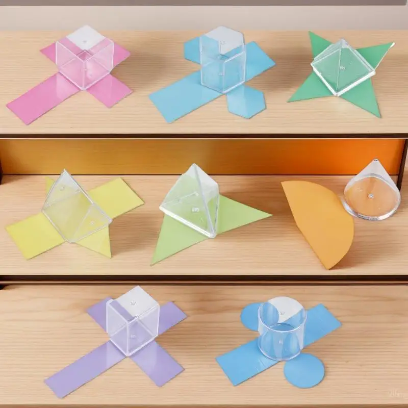 8-delig transparant 3D speelgoed met geometrische vorm, visuele leermiddel Montessori wiskunde-educatie speelgoedset