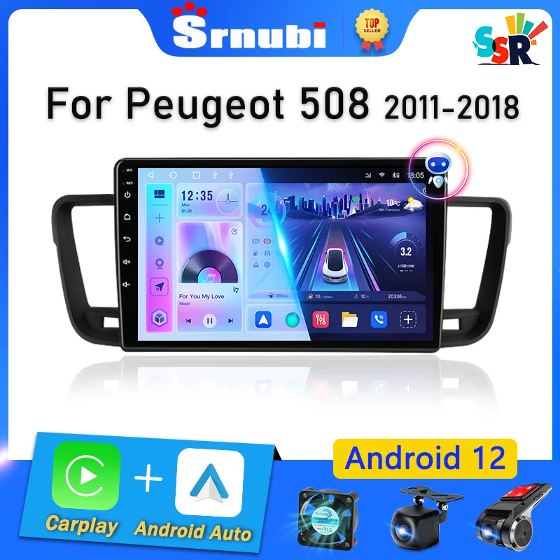 Srnubi Carplay for Peugeot 508 508SW Car Radio Multimedia Video Player Head Unit GPS Navigation Autoradio Android 12 Auto 2 Din