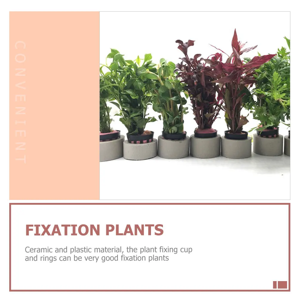 

Aquatic Planting Cup Fish Tank Fix Rings Water Plant Basket Durable Ceramic Plastic Long Use Small Aquarium Decoration Landscape