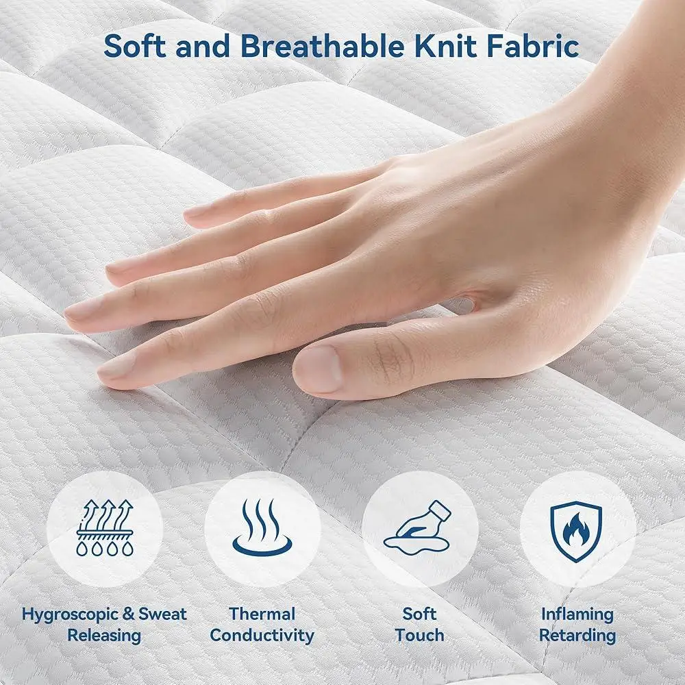 12 Inch Queen Mattress Hybrid Memory Foam Pocket Spring Mattress Comfortable Support Breathable Surface Motion Isolation Easy