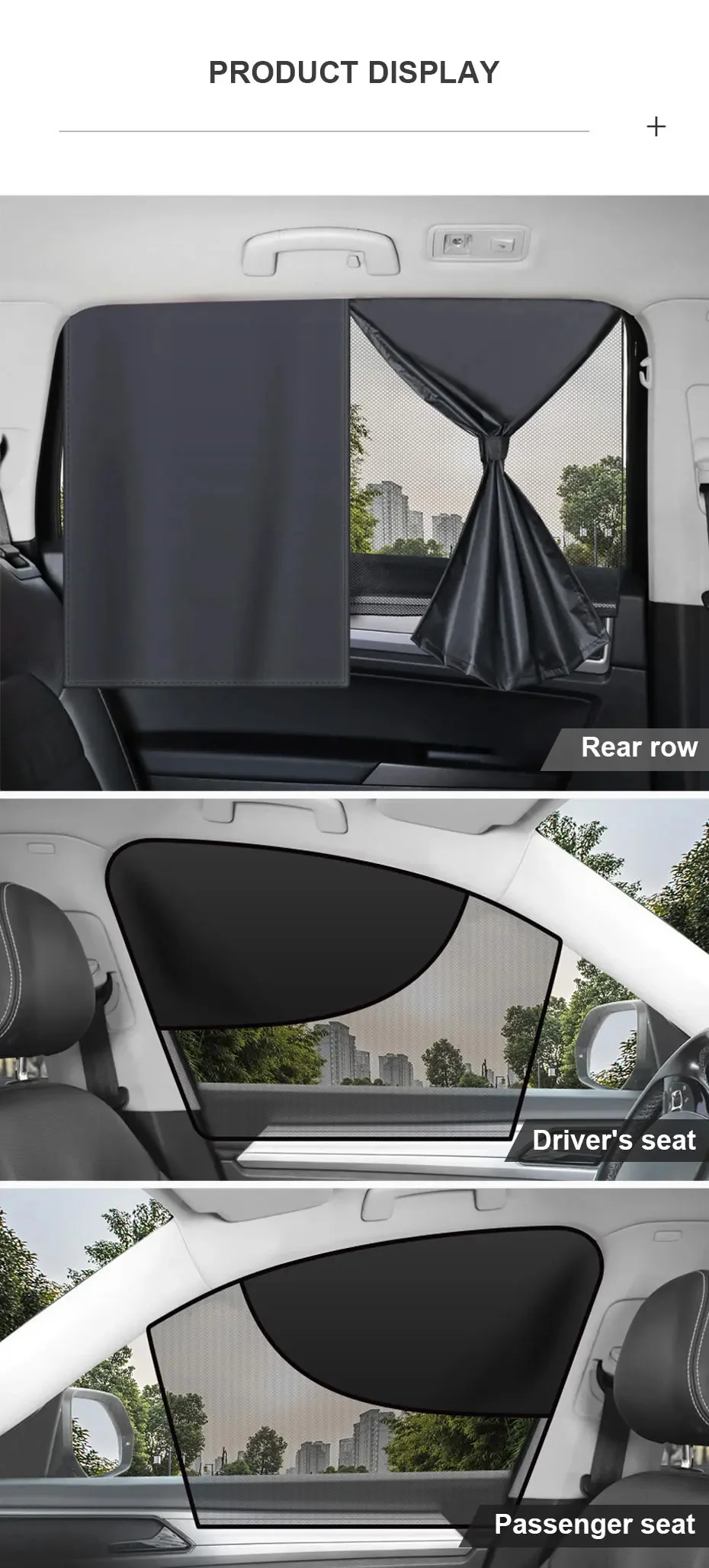 Magnetischer Auto-Seitenfenster-Sonnenschutz Atmungsaktiver Vorder-/Heckscheiben-Sonnenschutz für UV-Schutz Wärmeisolierung Privatsphäre Sonnenvorhang – Detail 12