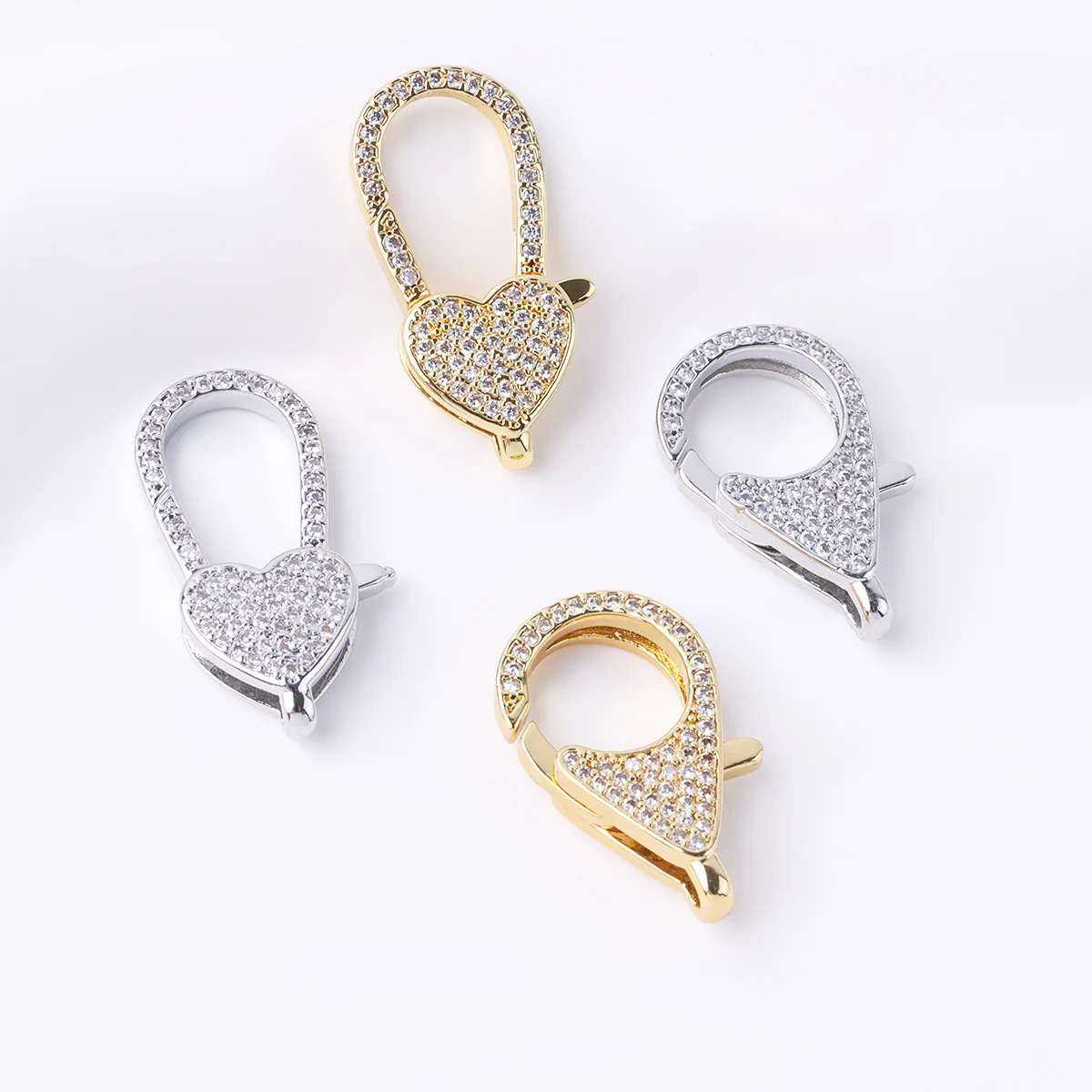 

1 Piece Copper-plated Gold-plated Zircon Spring Connection Buckle Pearl Necklace Bracelet Closing Buckle DIY Jewelry Accessories