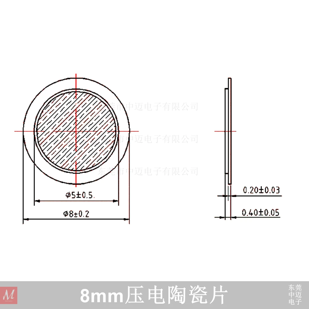 Mini piézoélectrique de 8mm, 152 PZT