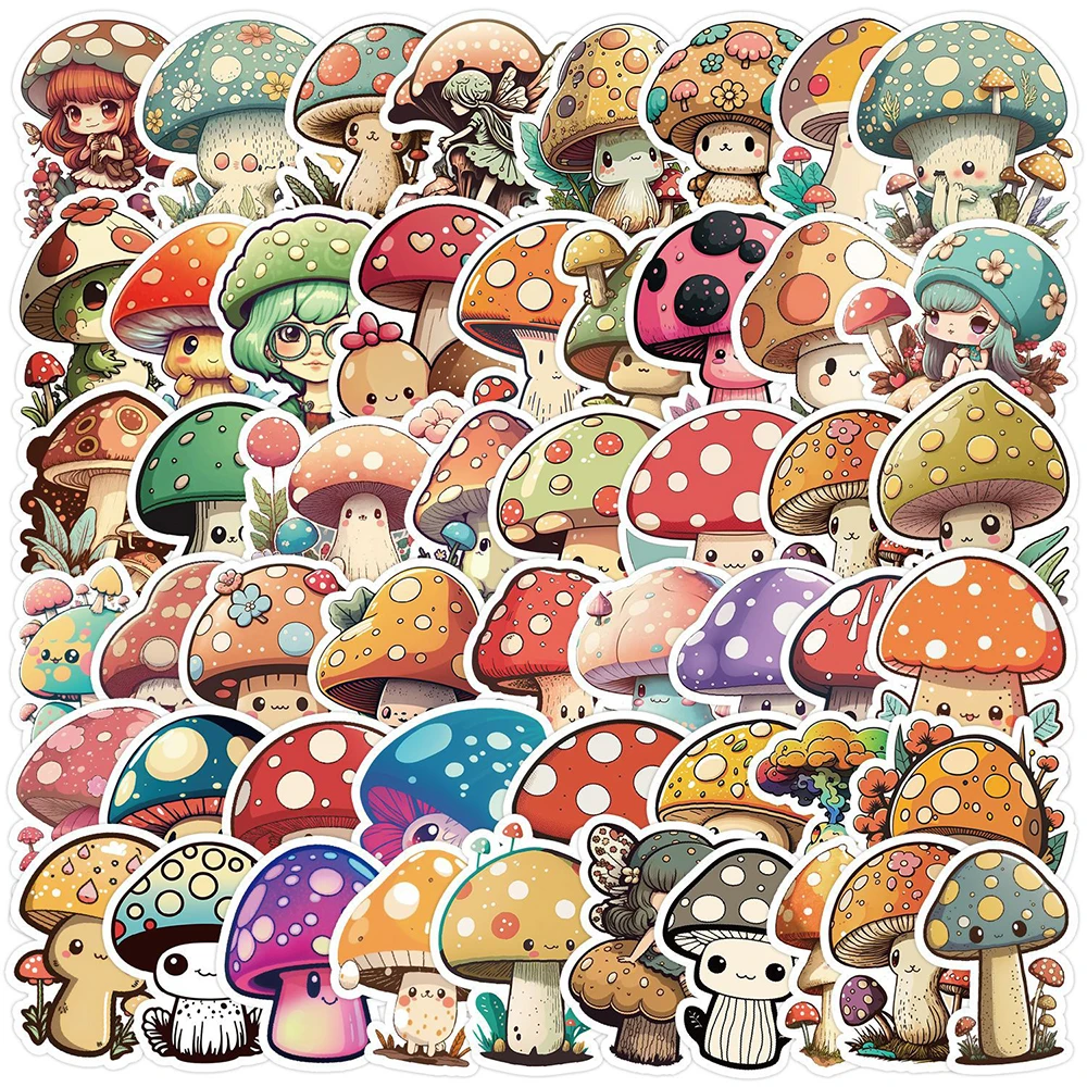 10/30/50pcs Cute INS Style Mushroom Cartoon Stickers Kawaii Graffiti Decals DIY Phone Water Bottle Notebook Sticker for Kids Toy