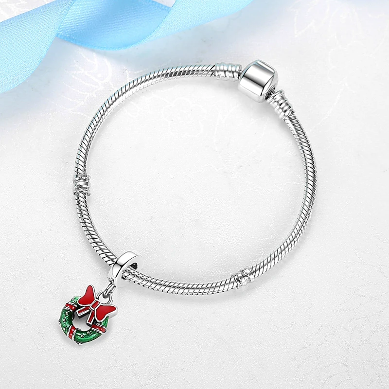 Original 925 Sterling Silver Charms Christmas Santa Reindeer Pendant Beads Fit Brand Bracelets Necklaces Women DIY Jewelry Gift