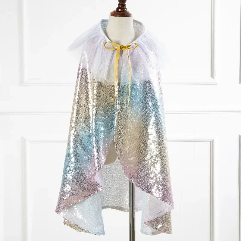 Flashing Sequins Cloak New Girls Halloween Mermaid Dress Up Shining Capes Party Princess Girls Performance Cloak Christmas