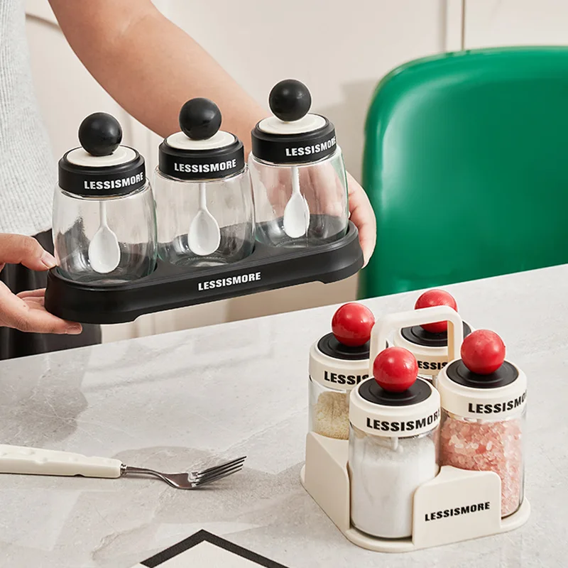 

Condiment bottle kitchen table solid sealed condiment jar household glass condiment box combination set