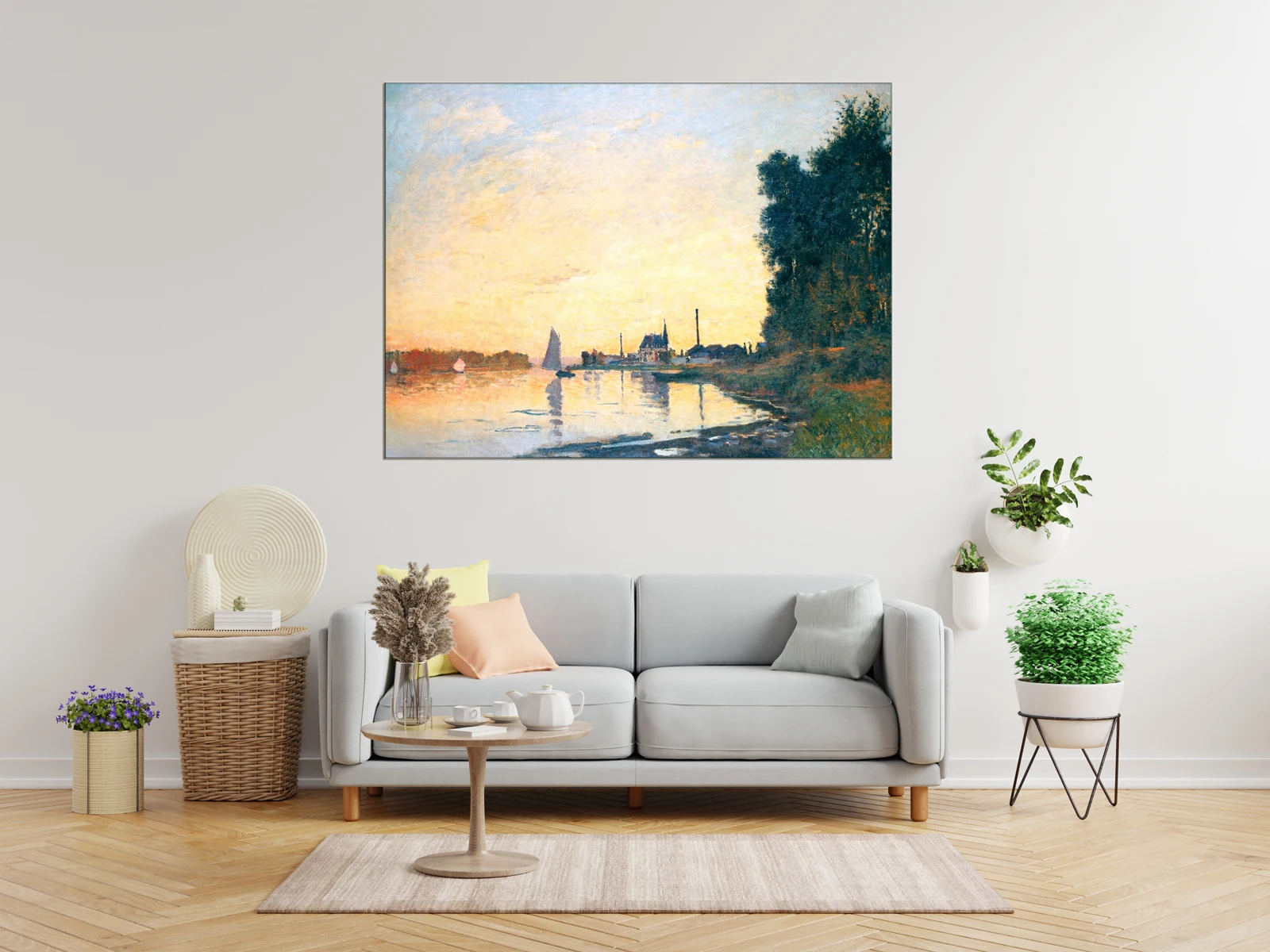 100% Hand‑Painted Oil Painting Reproduction Argenteuil Late Afternoon 1872 Claude Monet Impressionist Riverside Landscape Canvas
