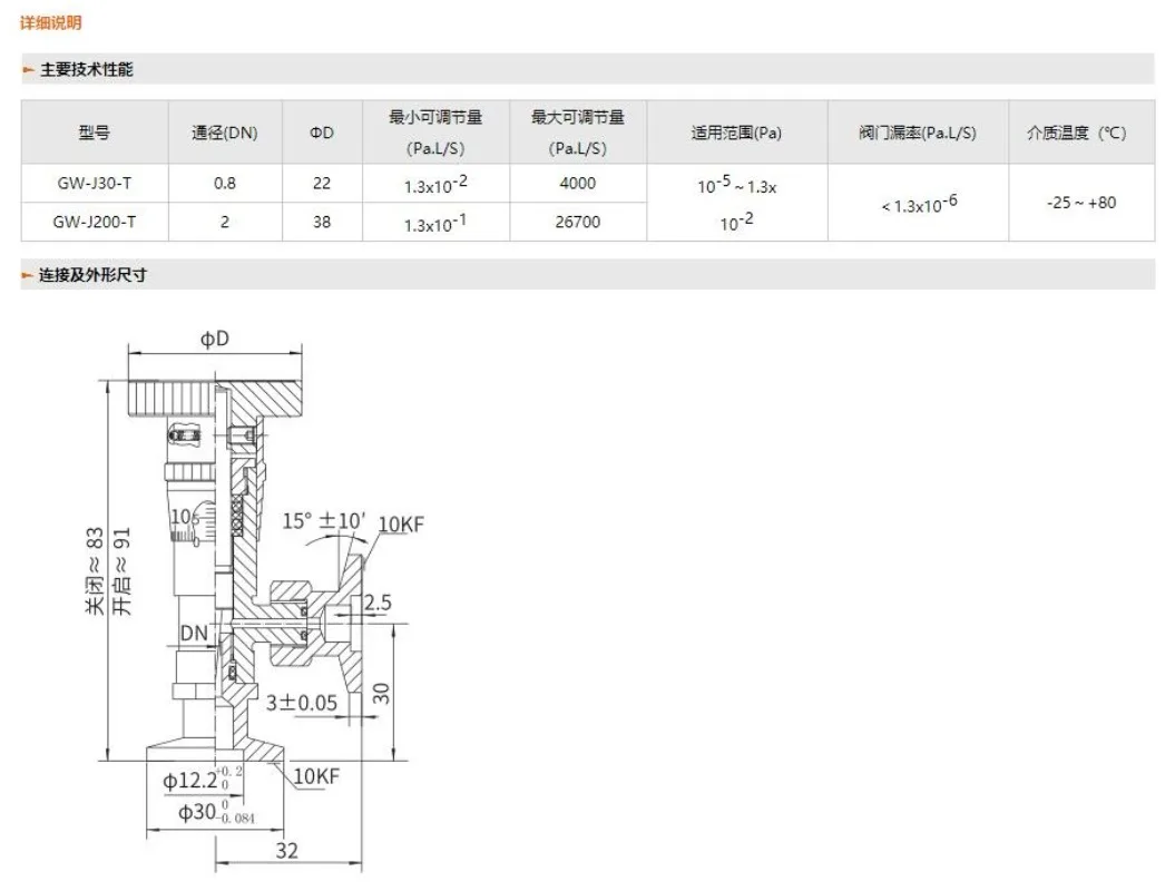 KF10 KF16 KF25 KF40 Angle Vacuum Fine-tuning Valve High Micro Adjustment Pressure Needle