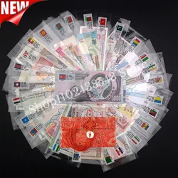 52Pcs Notes from 28 Countries UNC Real Original Banknotes Note with Red Bag Envelope World Note Gift, Collection, Original Notes