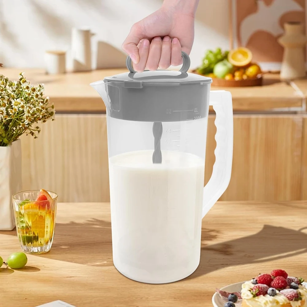 

Premium 3Pcs Mixing Pitcher For Drinks,Water Pitcher,Easy-Mix Juice Container,Angled Plastic Blades & Adjustable Mixer Plunger