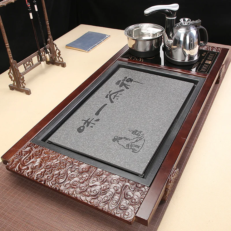 r*-Hospitality Serving Tea Tray Wooden Luxury Accessories Office Drainage Chinese Kitchen Tea Tableware Bandejas Home Products