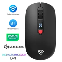 Ratón inalámbrico Bluetooth de 2,4G, botón silencioso, batería recargable de 500mA, ordenador portátil, oficina, pantalla Digital, nivel de batería, 4 DPI