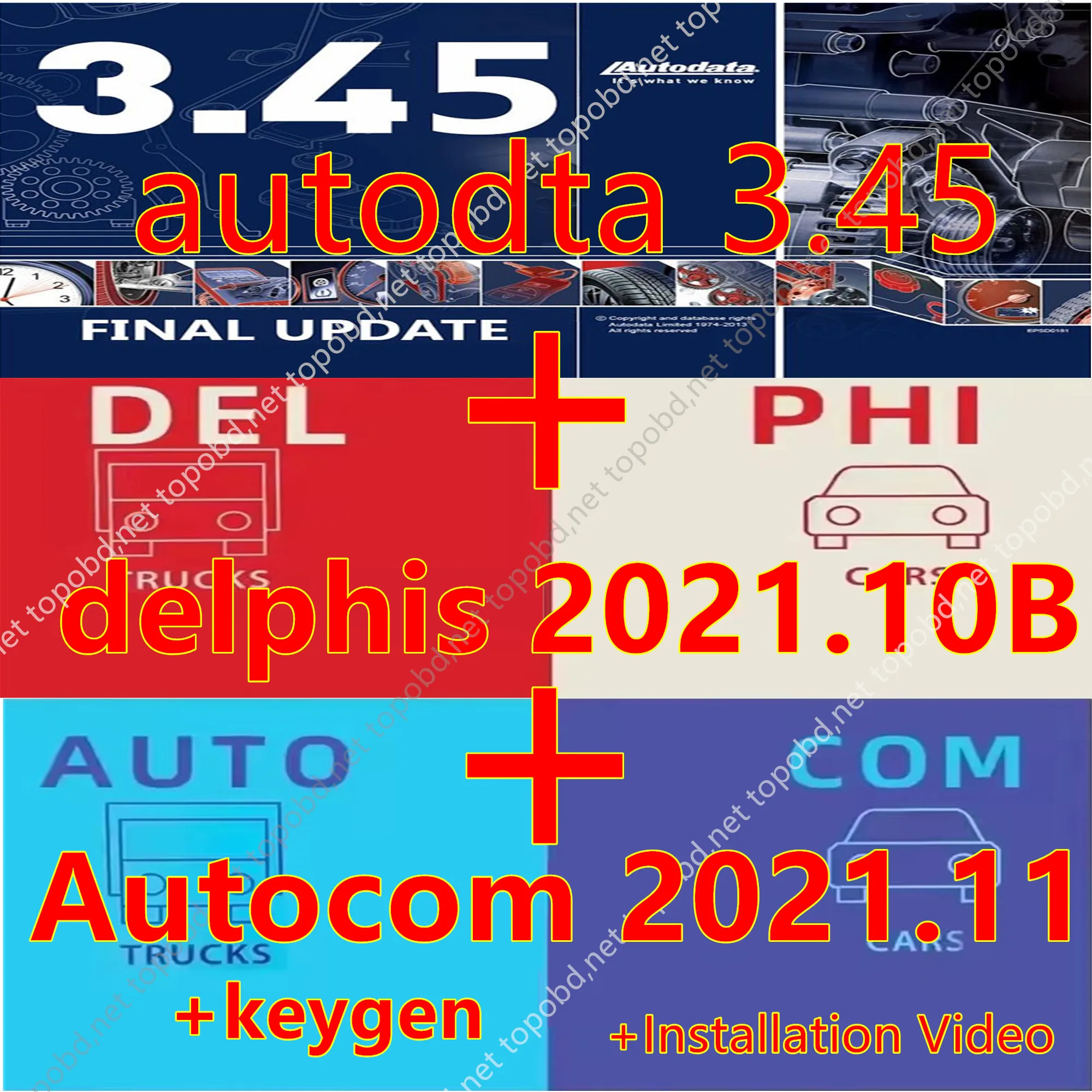 Delphi 2021.10b+Autocom 2021.11with keygenSoftware DS 150 OBD2 Diagnostic tool Compatible + autodata 3.45 Auto repair tool Data