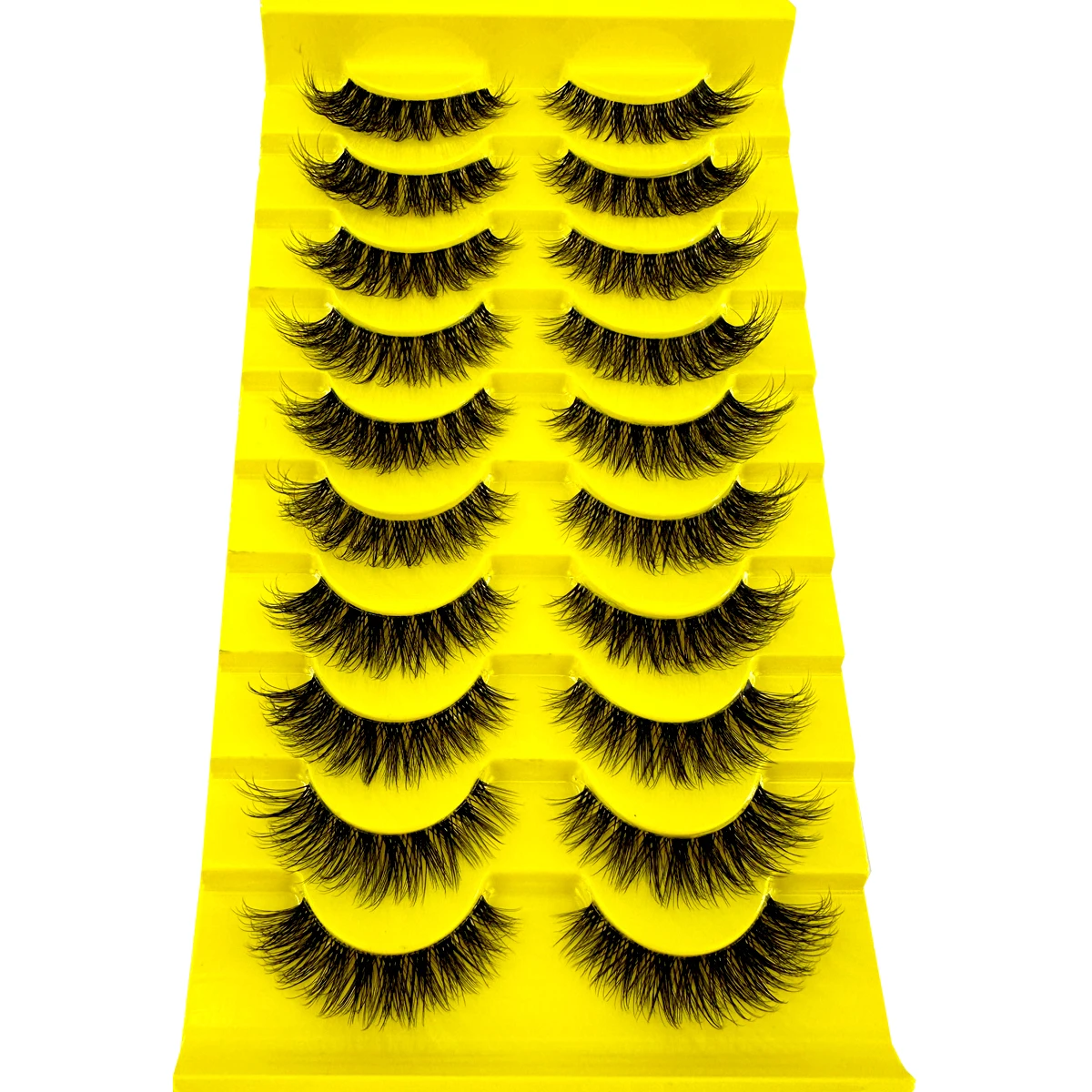 Natural Mink Cílios Postiços, 3D Tira Completa, Cílios de Banda Transparente, Cílios Invisíveis, 10 Pares