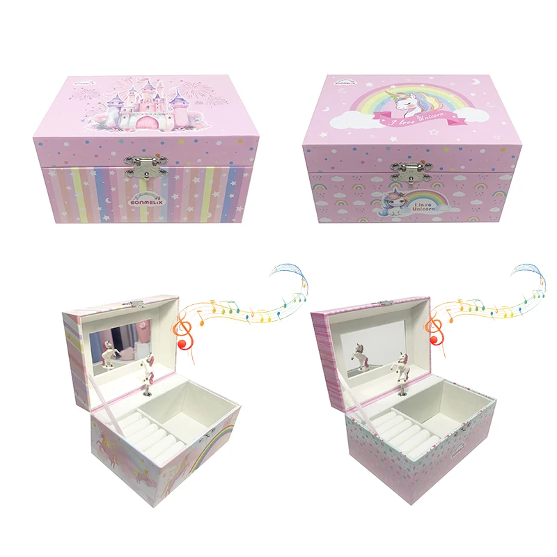 

Music Box Jewelry Storage Box Christmas Gift with Dancing Unicorn Birthday Christmas Gift for Necklace Bracelets Rings Decor