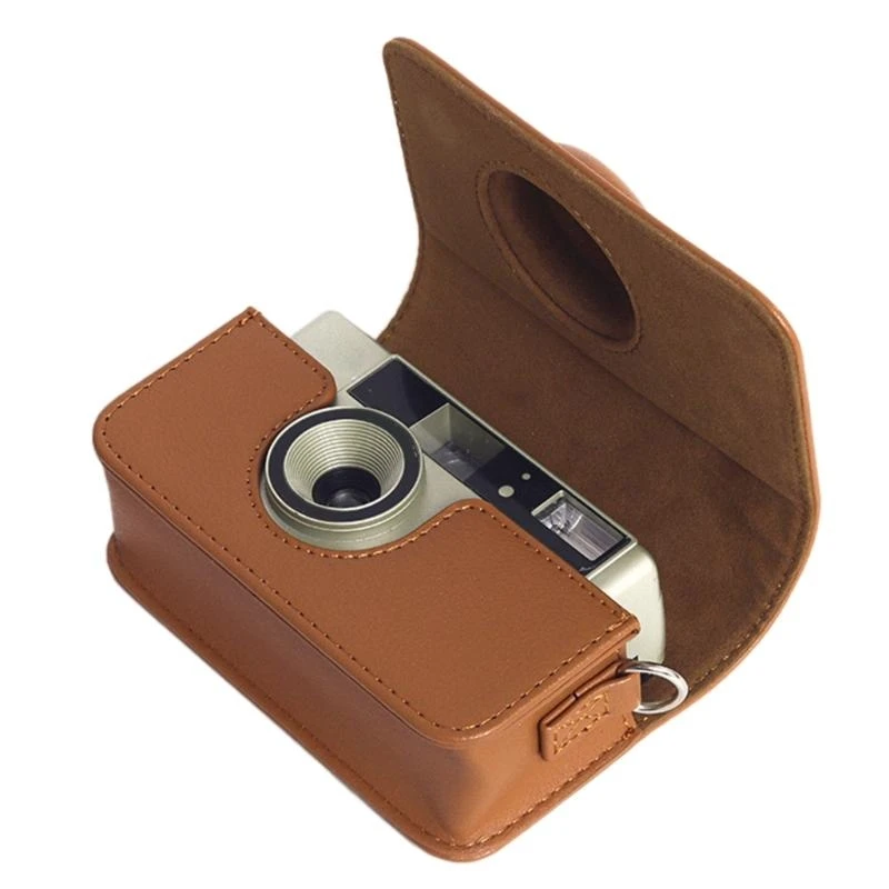 E8BA ألوان صلبة تحمل حالة جلدية محمولة حقيبة كاميرا رجعية